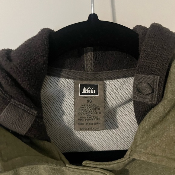 REI Jacket Hooded Black Green Outdoor Hiking Women Size XS - Picture 11 of 13